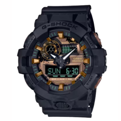 Casio G-Shock Teal and Brown Series GA-700RC-1A Black Resin Band Men Sport Watch